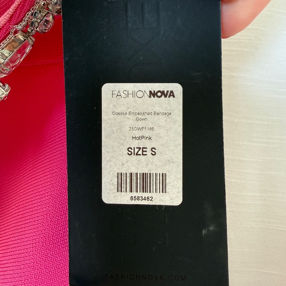 Fashion Nova Odessa Embellished Bandage Gown Pink Strapless Maxi | NWT Size S - Picture 14 of 17